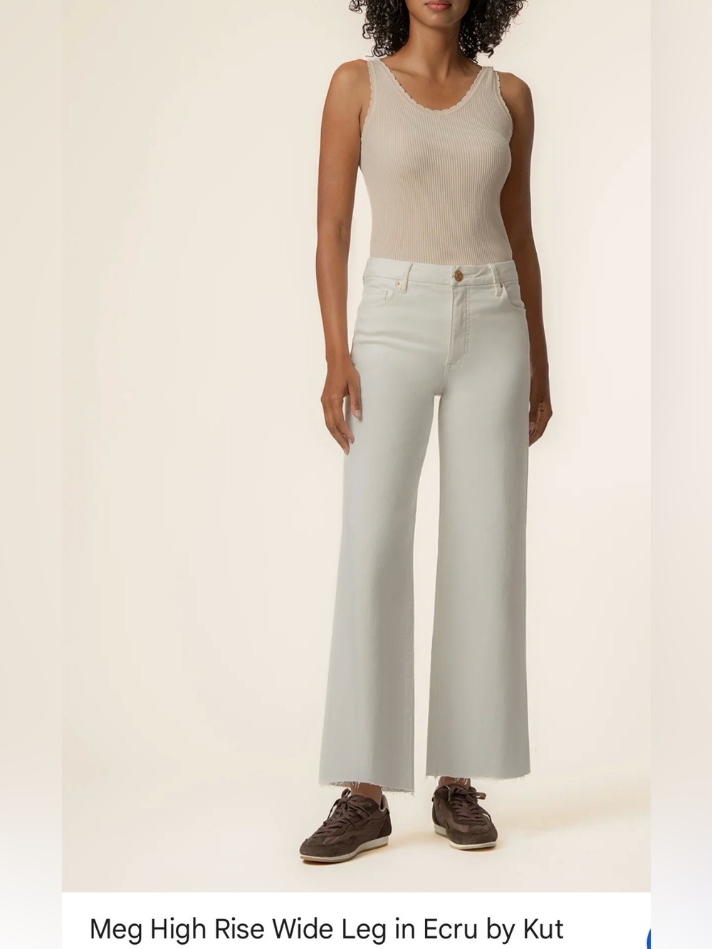 Kut from the Kloth High-Rise Wide Leg Jeans in Ecru